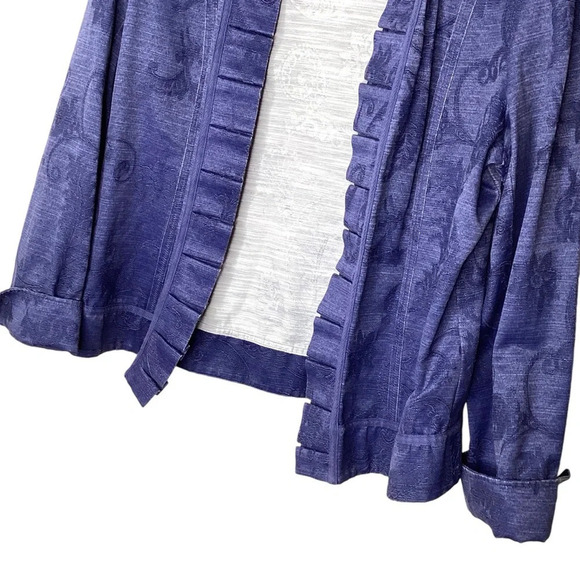 Chicos Chambray Blazer Jacket Open Front - Picture 3 of 7